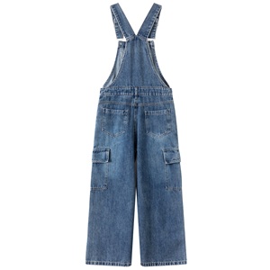 Your Baby Boy Girl Children's Denim Overalls Full Length Solid Color Cargo <b>Pockets</b> Adjustable Straps Mid Waist Regular - Product Image 6