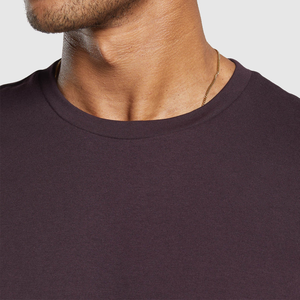 T-shirt en jersey à manches courtes et col rond pour homme, violet foncé, coupe classique, couleur unie, décontracté, personnalisable, pour le fitness, vente en gros, haute qualité - Product Image 5