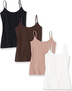 Débardeurs en tricot pour femmes, couleur unie, minimalistes, sans bretelles, respirants, longueur normale, mélange de coton et d'élasthanne à 100% - Product Image 1