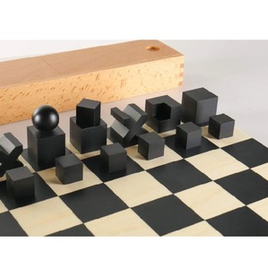 Jeu d'échecs en bois massif artisanal de luxe |   Pions d'échecs abstraits minimalistes avec plateau pliable |   Jeu de société éducatif professionnel - Product Image 3