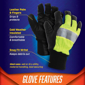 Guantes de Seguridad de Alta Visibilidad Reflectantes Antideslizantes Resistentes al Viento para Trabajo al Aire Libre Unisex Guantes de Cuero de Invierno - Product Image 4