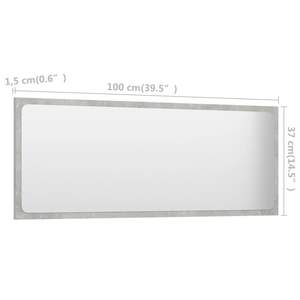 Miroir gris béton 39,4 po x 14,6 po en bois d'ingénierie et acrylique pour salle de bain - Product Image 5