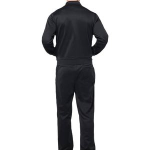 Veste de survêtement noire pour homme, fermeture éclair intégrale, coupe classique, 100 % polyester, couleur unie, poids moyen, poches latérales, idéale pour l'automne - Product Image 2