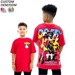 T-shirts amples et respirants à épaules tombantes pour tout-petits garçons et filles, avec logo personnalisé, séchage rapide, compressés, 100 % coton épais - Product Image 1