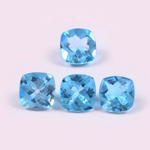 Topaze bleue naturelle 14x14MM, taille coussin carrée, facettée, calibrée, pierre précieuse lâche de qualité AAA, fabriquée à la main en Inde pour la joaillerie - Product Image 4