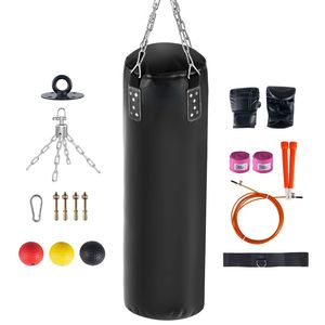 Ensemble de sacs de frappe en PVC de 4 pieds pour adultes, robuste, avec gants et chaînes pour la boxe, le MMA et le karaté - Product Image 1