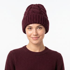 Bonnet en tricot épais bordeaux unisexe en laine et acrylique, chaud et doux, idéal pour le ski et les activités de plein air – Vente en gros - Product Image 5