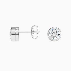 Bezel <b>Set</b> Round Lab Grown Diamond <b>Stud</b> <b>Earrings</b> 925 <b>Sterling</b> <b>Silver</b> 1Ct IGI Certified - Product Image 4