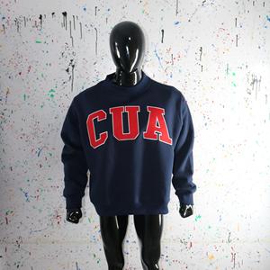 Sudadera CUA con cuello simulado, 450 GSM, nombre personalizado, bordado en aplique, corte holgado, 100% algodón, felpa francesa. - Product Image 5
