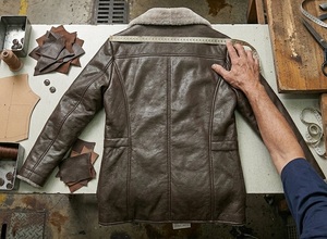 Abrigo de Invierno para Hombre, de Cuero Genuino, Forrado con Piel Sintética, Impermeable, Estilo Bomber, Cuello Redondo, Cortavientos, Grueso, Corte Regular, Largo - Product Image 4