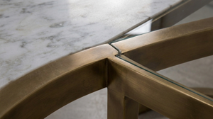 Oval Stone <b>Top</b> 4 Seater Dining Table with Gold Metal Legs Modern Design Stable Home Furniture - Product Image 3