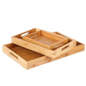 LA MEJOR BANDEJA DE SERVICIO DE MADERA CON ASAS Bandeja de café moderna de color rústico para sala de estar Bandeja decorativa de madera - Product Image 1