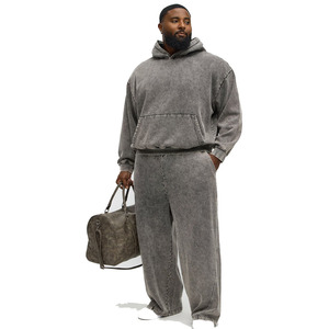 Ensemble sweat à capuche et pantalon de jogging vintage délavé à l'acide, en molleton épais de qualité supérieure, deux pièces, personnalisable, unisexe, vierge, pour le sport - Product Image 2