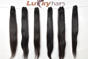 Extensions de cheveux humains indiens Remy 100 % naturels non traités, lisses, vierges, bruts, alignés aux cuticules, double trame, pour professionnels - Product Image 6