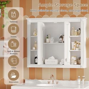 36 X 28 <b>Wall</b> Mounted Medicine Cabinet Bathroom <b>Storage</b> with 1 Adjustable Shelf for Bat Medicines - Product Image 5