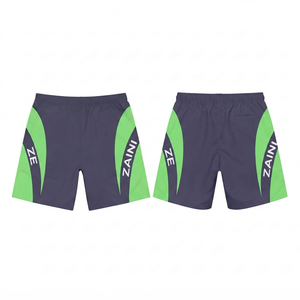 Premium 110 GSM Polyester/Nylon Casual <b>Shorts</b> Dark Gray <b>Green</b> Side Panel Mid Waist Drawstring Closure <b>Men's</b> Silk Screen <b>Shorts</b> - Product Image 1