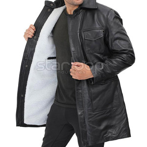 Manteau en cuir tendance, haute qualité, meilleur matériau, fabriqué au Pakistan, prix de gros, manteau long en cuir pour homme - Product Image 3