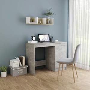 Scrivania Moderna Rettangolare in Legno Ingegnerizzato Grigio Cemento con Design Elegante - Product Image 1