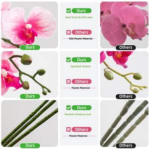 THAF-014 Tallos de Phalaenopsis de Primera Calidad con Tacto Real, Flores de Orquídea de Látex de Alta Calidad para Arreglos Florales Interiores Elegantes - Product Image 3