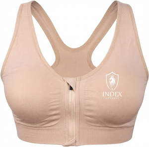 Soutien-gorge de sport dos nageur pour femme avec fermeture éclair sur le devant, couleur unie, respirant, maintien moyen, pour fitness et yoga - Product Image 1