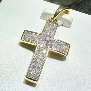 Colgante de Cruz de Moissanita de Lujo Totalmente Pavimentado, Plata 925, Colgante Religioso, Colgante Hip Hop, Colgante Cristiano, Regalos para Bautistas - Product Image 5