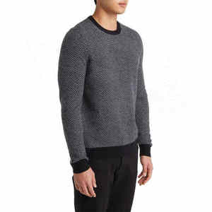 Autumn Winter New Arrivals Custom Logo Cotton Wool Breathable Custom Knitted <b>Pullover</b> <b>Men</b> Solid Print Pattern Sweatshirt - Product Image 2