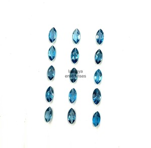 Topacio Azul Londres Natural, Corte Marquise, Piedras Sueltas de 2mm y 4mm, Facetadas y Calibradas, Venta al Por Mayor para Joyería - Product Image 3