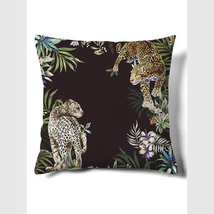 Housse de coussin en lin de luxe à imprimé léopard, décoration tropicale jungle, taie d'oreiller décorative - Product Image 3