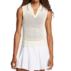 เสื้อกั๊กโปโลถักน้ำหนักเบาสำหรับผู้หญิง รุ่นยอดนิยม พร้อมโลโก้สั่งทำ OEM แบรนด์ส่วนตัว คุณภาพสูง - Product Image 6