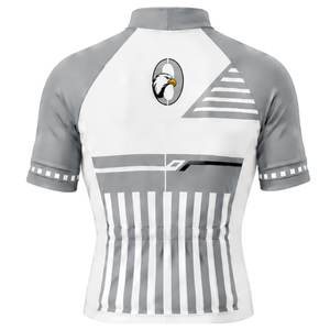 Customized Grey <b>White</b> <b>Cycling</b> <b>Jersey</b> Short Sleeve Zip Front Road Bike Shirt Lightweight Breathable Performance <b>Cycling</b> Wear - Product Image 2
