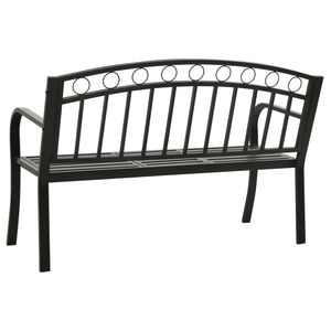 Banc de jardin en acier noir thermolaqué, durable, de taille moyenne, pour terrasse - Product Image 5