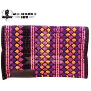 WESTERN SHOW PADS Tapis de selle western personnalisé en laine épaisse avec rembourrage en feutre de coton, confortable pour l'équitation, patch en cuir huilé - Product Image 6