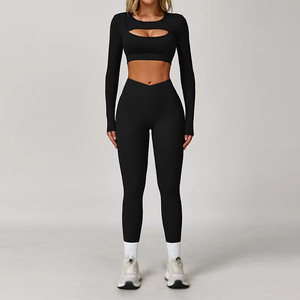 Ropa Deportiva de Pilates de Alta Calidad Personalizada, Conjunto de 2 Piezas, Ropa de Yoga Suave como la Mantequilla, Conjuntos de Ropa de Yoga de Manga Larga para Mujer - Product Image 3