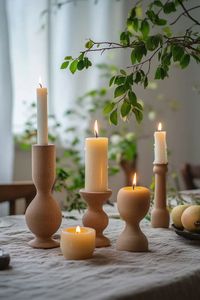 Luxury Handcrafted Wooden Candle Stand Solid Wood <b>Tealight</b> and Pillar Candle Holder Elegant Home Decor Wedding Dining Table - Product Image 4