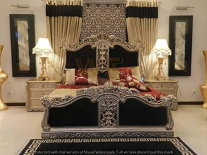 Ensemble de chambre à coucher en bois massif fait main et sculpté à la main, taille King Size, design moderne, luxueux, élégant, royal, classique, 4 tiroirs, pour maison, villa, mariage - Product Image 5