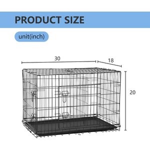 Jaula Metálica Plegable de Doble Puerta para Perros de 30 Pulgadas con Bandeja Extraíble y Panel Divisor - Product Image 4