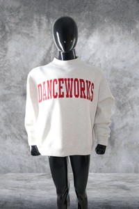 DANCE WORKS Winter 100% Cotton Pullover <b>Mock</b> <b>Neck</b> Sweatshirt with RED Applique Embroidery - Product Image 1