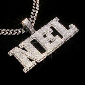 <b>Custom</b> Iced Out Moissanite Pendant Letter Charm 925 Silver & Rhodium Plated <b>Name</b> <b>Necklace</b> Hip Hop Party Jewelry Unisex Gift - Product Image 1