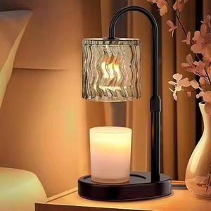 Lampe chauffante à cire fondante sans flamme, style médiéval, avec minuterie, intensité réglable et hauteur ajustable, pour salon, chambre et bureau - Product Image 1