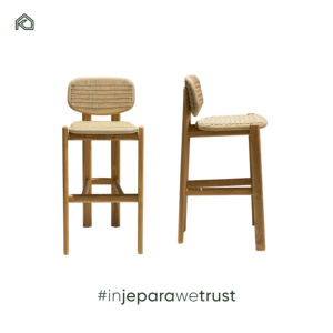 Tabouret de bar en teck de qualité supérieure, style moderne minimaliste, pour salon et salle à manger, écologique, robuste et durable - Amira - Product Image 1