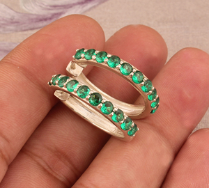 Natural Emerald Quartz <b>Earrings</b> 925 Sterling Silver Handmade <b>Green</b> Gemstone Jewelry Wholesale Elegant Drop <b>Earrings</b> for Women - Product Image 1