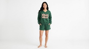 <b>Women's</b> Pink <b>Santa</b> Baby V Neck Sweatshirt and Shorts 2 Piece Set Casual Christmas Loungewear <b>Outfit</b> - Product Image 3