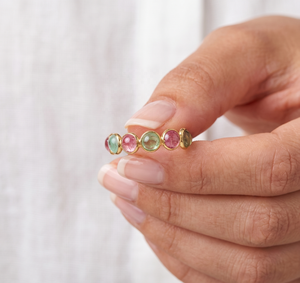 Bague de fiançailles et de mariage classique pour femme en or rose 14 carats avec pierre précieuse de tourmaline géométrique, faite à la main, pour la vente en gros - Product Image 6