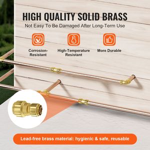 Raccordi per Tubi Idraulici 1/2" 3/4" 12 Pezzi in Ottone Resistenti a Innesto Rapido Senza Necessità di Utensili - Product Image 3