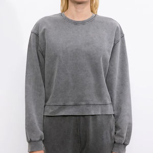 Proveedor Profesional de Fábrica: Sudadera de Felpa de Algodón con Lavado Ácido y Manga Larga para Mujer, Nuevos Estilos para Invierno con Entrega Rápida - Product Image 2