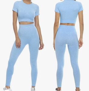 Conjunto de Yoga de 2 Piezas Verde para Mujer, Top Corto y Pantalones Cortos de Cintura Media, Sin Costuras, a Cuadros, Transpirable, de Spandex y Poliéster, Ropa Deportiva - Product Image 3