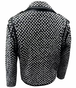 Veste en cuir d'hiver la plus vendue, cloutée métallique, style gothique rock punk motard, réversible, respirante, plusieurs couleurs pour hommes - Product Image 3