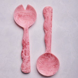 Ensemble de 2 ustensiles de service pour pâtes en plastique marbré violet, lavage à la main uniquement, qualité alimentaire - Product Image 6