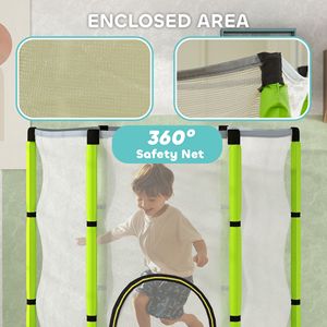Trampolín Infantil Verde con Diseño de Nubes de 4.6 Pies con Red de Seguridad, Brincolín Recreativo para Uso en Interiores y Exteriores - Product Image 6