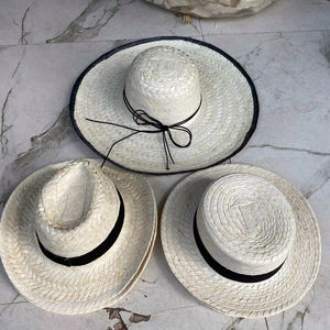 Sombrero de paja de hoja de palma rústica a precio de fábrica con ala ancha para fiesta, boda o evento, regalo de mimbre asequible, estilo Guatemalteco - Product Image 1